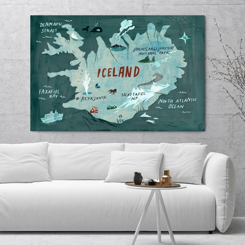 Iceland Map Illustration Typography Map silk Poster Prints Home Wall Decor Painting Room
Iceland Map Illustration Typography Map silk Poster Prints Home Wall Decor Painting Room