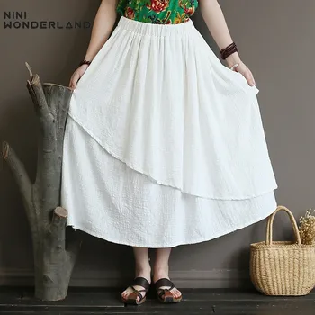 NINI WONDERLAND Summer Cotton Skirt Women Casual Skirt Elastic Waist Big Size Solid Female A-line Pleated Skirts Mori Girl Style
NINI WONDERLAND Summer Cotton Skirt Women Casual Skirt Elastic Waist Big Size Solid Female A-line Pleated Skirts Mori Girl Style