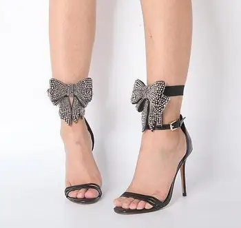 Summer New Arrivals Rhinestone Bow Women Fashion Black Leather High Heels Ankle Buckles Ladies Concise Style Sandals Party Shoes
Summer New Arrivals Rhinestone Bow Women Fashion Black Leather High Heels Ankle Buckles Ladies Concise Style Sandals Party Shoes