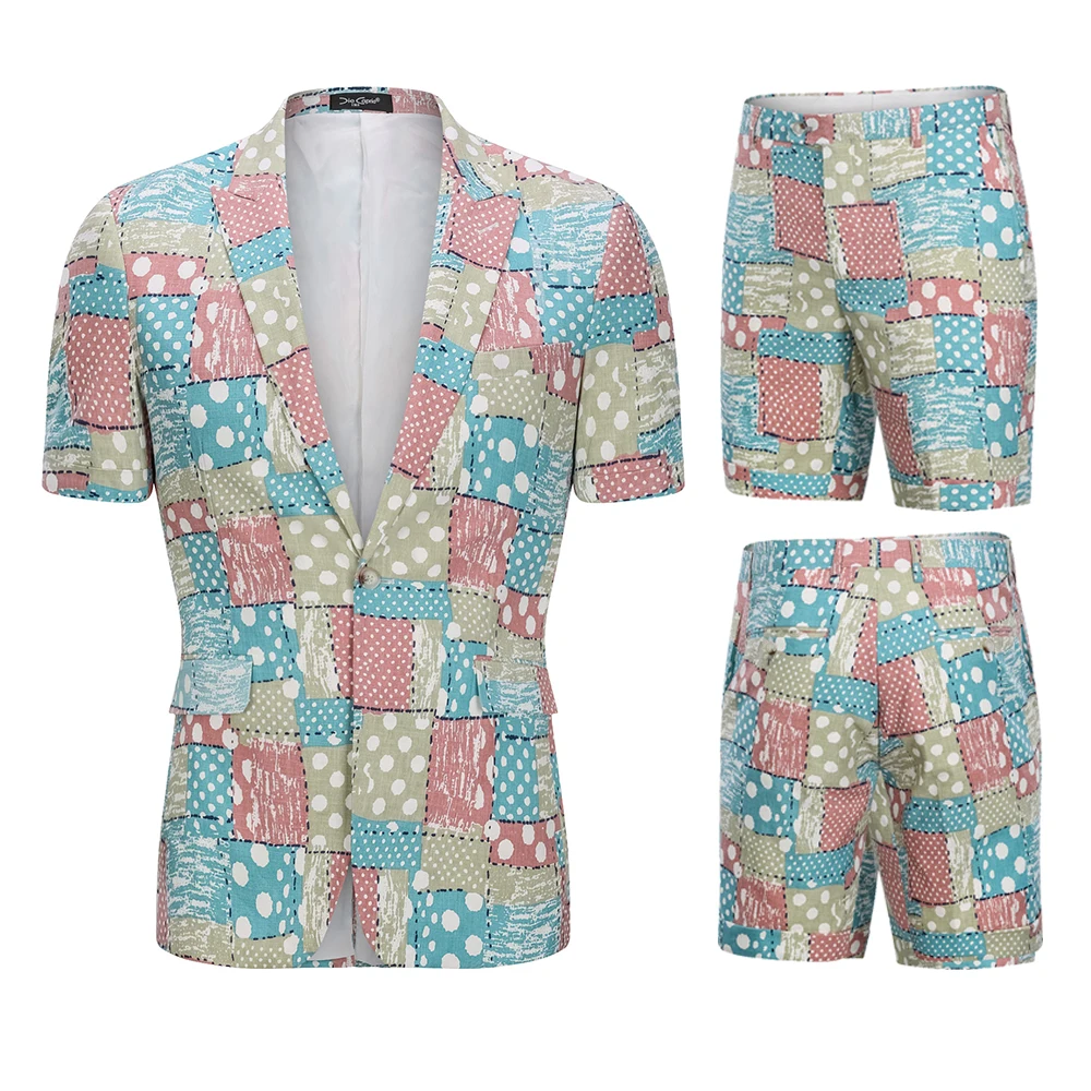 High quality 100% Cotton Men Short Sleeve Suits Summer big sizes blazers Men's Holiday Printed Suit Blazers and Shorts 2pcs
High quality 100% Cotton Men Short Sleeve Suits Summer big sizes blazers Men's Holiday Printed Suit Blazers and Shorts 2pcs