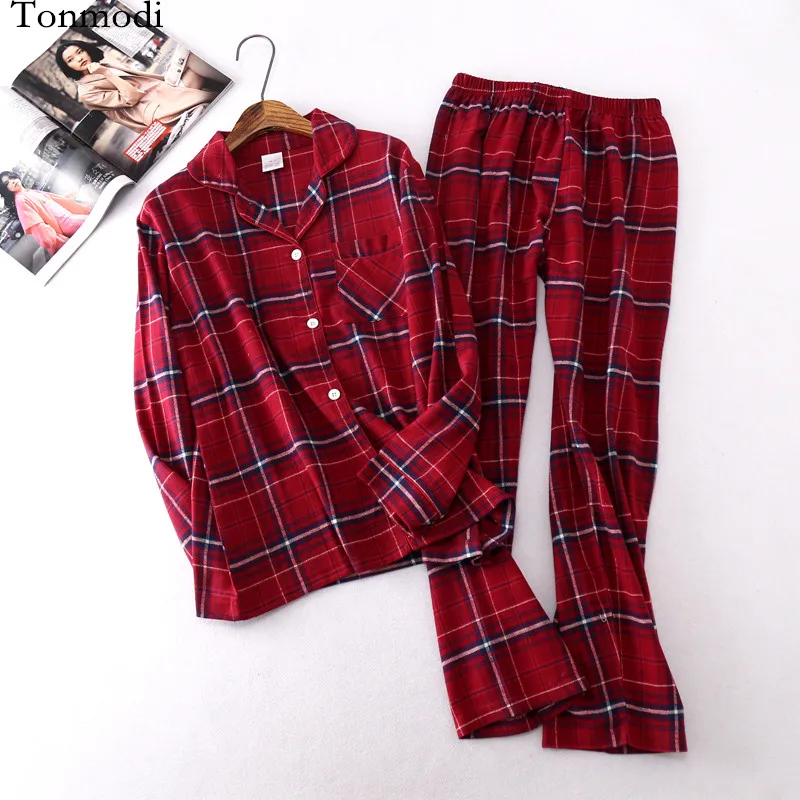 Women's pajamas Long sleeves sleepwear Cotton Woven flannel Pajamas Set Plaid Womens Pyjamas trousers pajama Set
Women's pajamas Long sleeves sleepwear Cotton Woven flannel Pajamas Set Plaid Womens Pyjamas trousers pajama Set
