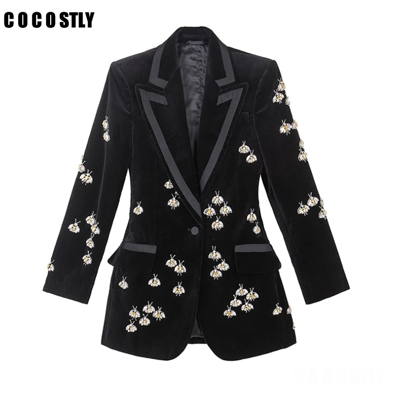 2019 Blazer Women High Street Luxury Black Velvet Blazers Notched Animal Beading Fit women blazers and jackets Coat Plus Size
2019 Blazer Women High Street Luxury Black Velvet Blazers Notched Animal Beading Fit women blazers and jackets Coat Plus Size