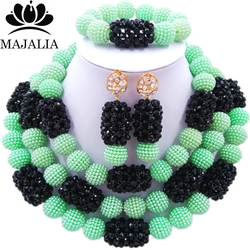 Majalia Fashion Charming Nigerian Wedding African Jewelry Set Light green and Black Crystal Necklace Bride Jewelry Sets 3SZ054
Majalia Fashion Charming Nigerian Wedding African Jewelry Set Light green and Black Crystal Necklace Bride Jewelry Sets 3SZ054
