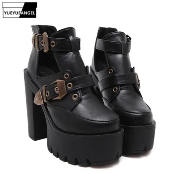 Women New Fashion Black Punk Gothic Buckle Strap Chunky Heel Shoes For Woman Hollow Out Platform Ankle Boots Shoes Black
Women New Fashion Black Punk Gothic Buckle Strap Chunky Heel Shoes For Woman Hollow Out Platform Ankle Boots Shoes Black