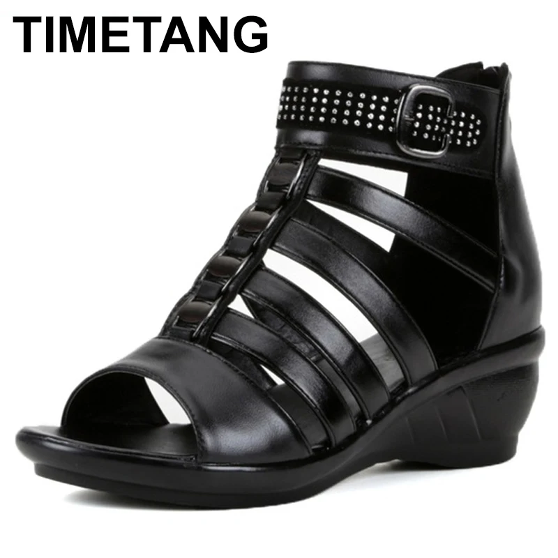 TIMETANG Plus Size Women's Wedge Sandal High Heel Sandals Woman Sandals For Ladies Womans Summer Shoes 2018 Genuine Leather
TIMETANG Plus Size Women's Wedge Sandal High Heel Sandals Woman Sandals For Ladies Womans Summer Shoes 2018 Genuine Leather