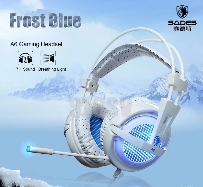 Sades A6 Gaming Headphones 7.1 Surround Sound Stereo USB Game Headset with Microphone Breathing LED Lights for PC Gamer (1)