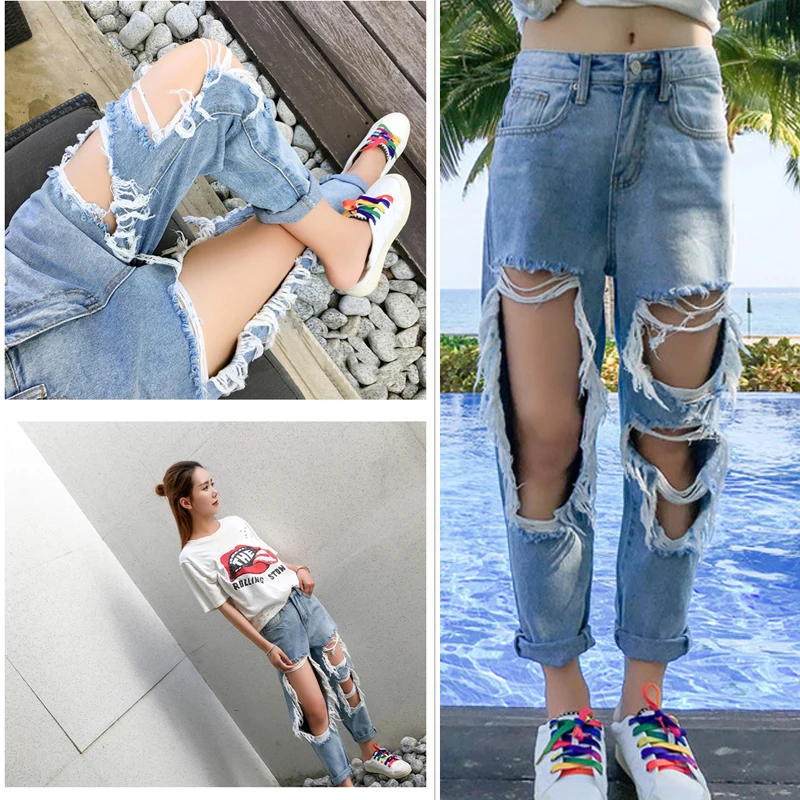 Womens Bleach Ripped Hot Sale Ladies Cotton Denim Loose Ninth Pants Denim Jeans For Female Ankle Length Pants Stretch Hole
Womens Bleach Ripped Hot Sale Ladies Cotton Denim Loose Ninth Pants Denim Jeans For Female Ankle Length Pants Stretch Hole