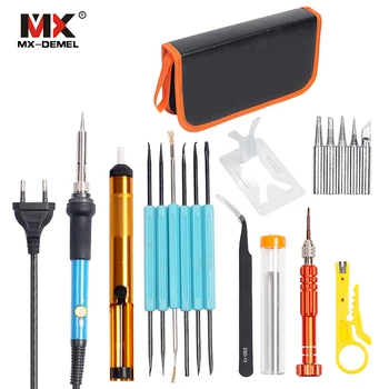 MX-DEMEL EU US Plug 110V 220V 60W Adjustable Temperature Electric Soldering Iron Kit 5pcs Tips Solder Tin Portable Welding Tools
MX-DEMEL EU US Plug 110V 220V 60W Adjustable Temperature Electric Soldering Iron Kit 5pcs Tips Solder Tin Portable Welding Tools