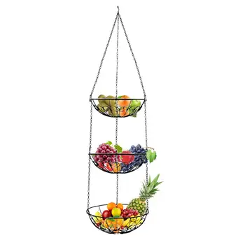 Modern Style Storage Basket Racks 3-Tier Hanging Kitchen Vegetable Fruit Storage Basket Rack Holder With Iron Chain
Modern Style Storage Basket Racks 3-Tier Hanging Kitchen Vegetable Fruit Storage Basket Rack Holder With Iron Chain