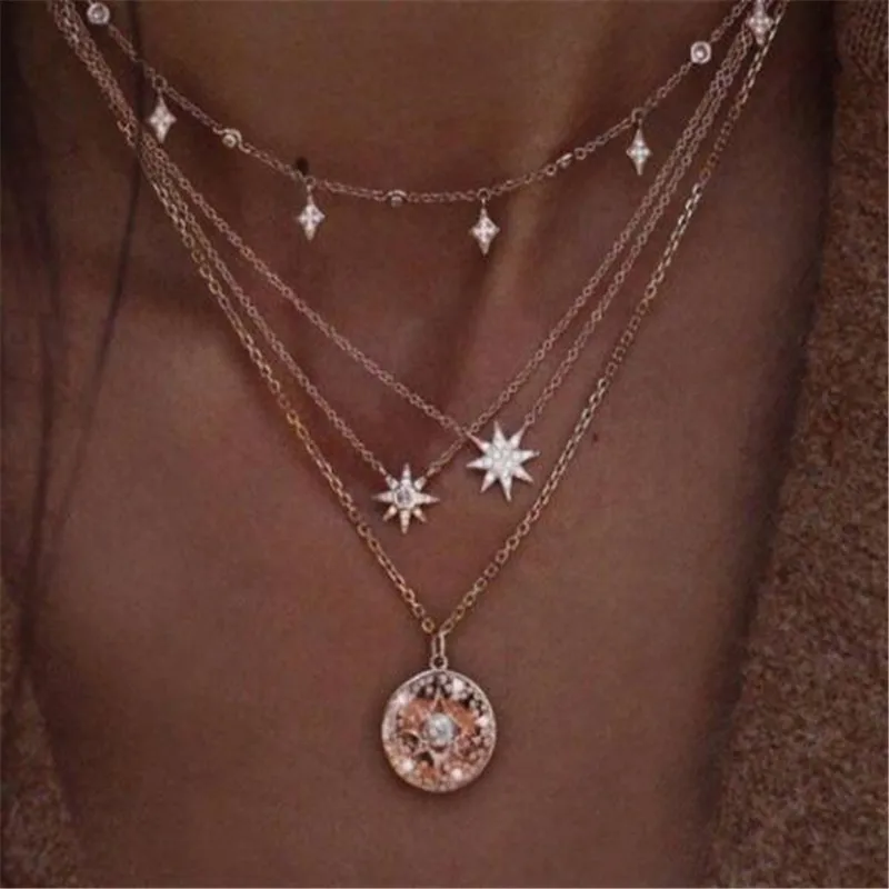 ADOLPH Bohemian Star Sun Multi-layer Choker Necklace For Woman Gold Color Layered Boho Pendants Collares Femme Collar Jewelry
ADOLPH Bohemian Star Sun Multi-layer Choker Necklace For Woman Gold Color Layered Boho Pendants Collares Femme Collar Jewelry