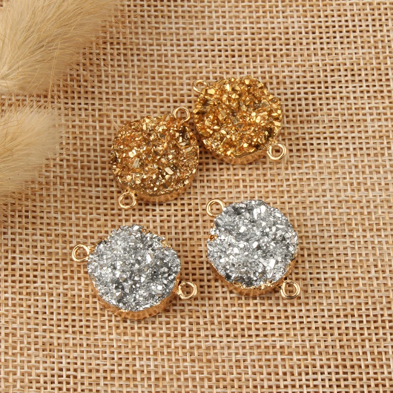 2pcs 17*17mm Irregular Round Resin Stone Connector Findings Gold And Silver Color Diy Necklace Bracelet Jewelry Accessories F44
2pcs 17*17mm Irregular Round Resin Stone Connector Findings Gold And Silver Color Diy Necklace Bracelet Jewelry Accessories F44