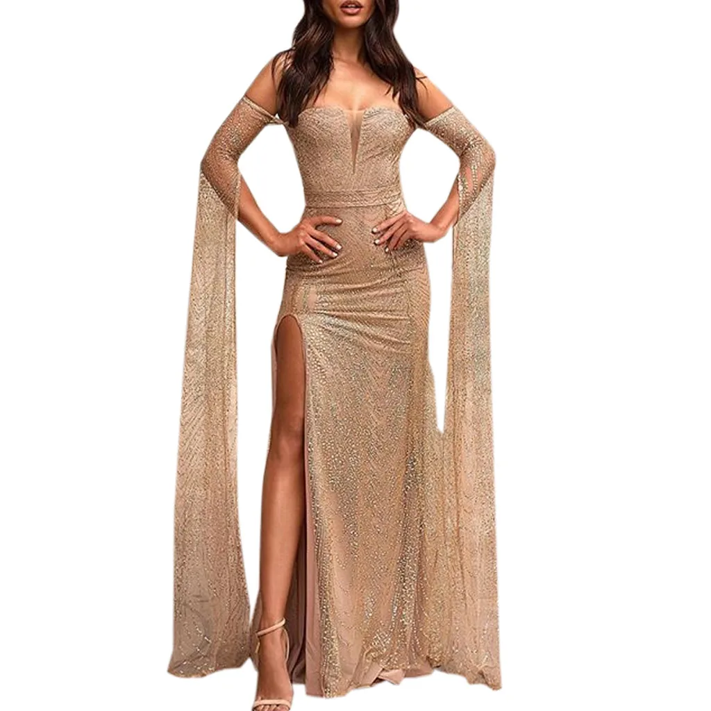 Sexy Sequined Lace Strapless Maxi Dress Elegant Women Glitter Long Sleeve Ladies Long Party Club Dresses Vestido Longo Robe C1
Sexy Sequined Lace Strapless Maxi Dress Elegant Women Glitter Long Sleeve Ladies Long Party Club Dresses Vestido Longo Robe C1