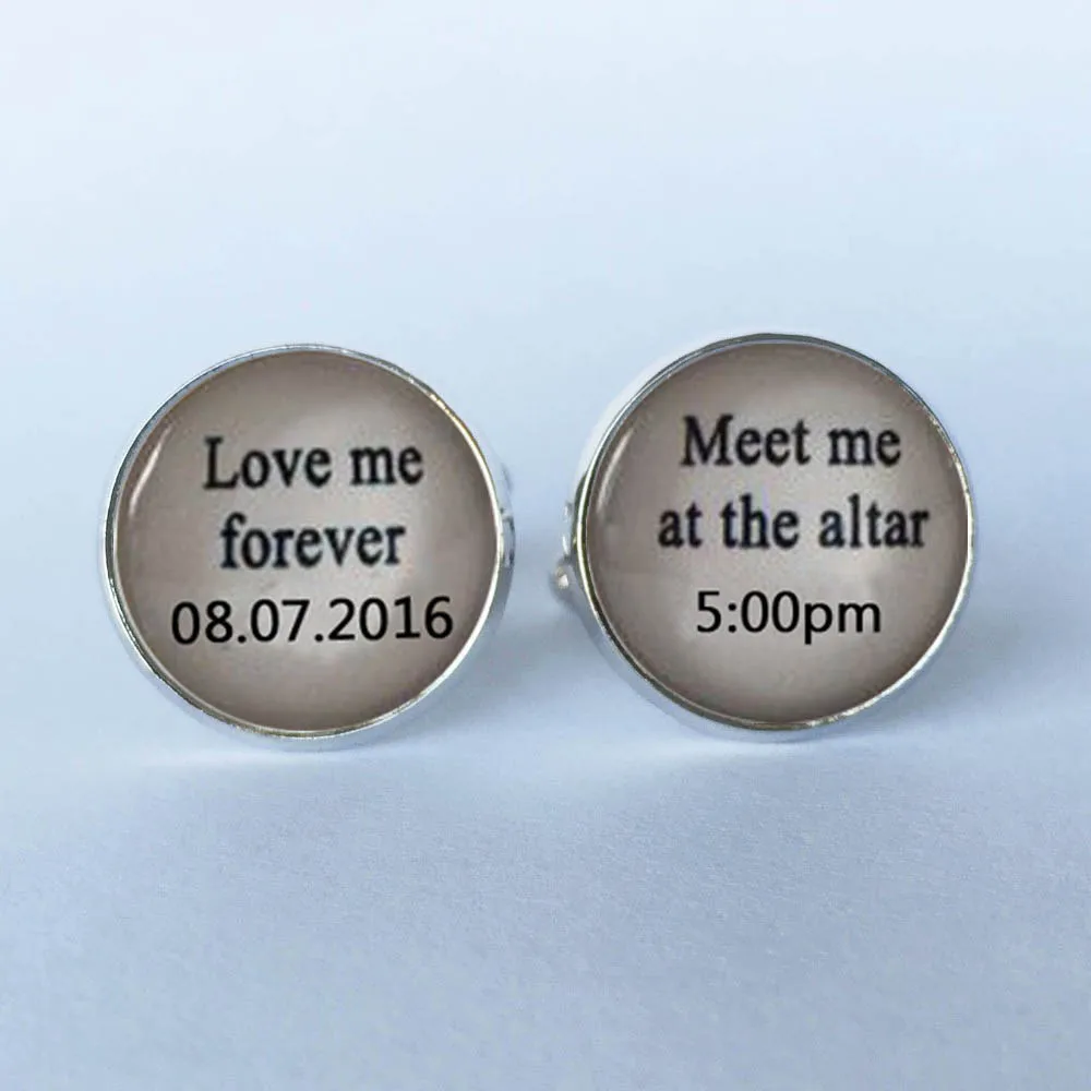 1 пара Запонки Love me forever Meet at the alter и date time-запонки для жениха Свадебные
