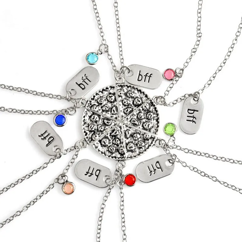 6pcs/set BFF Pizza Slice Dangle Pendant Necklaces Friendship Necklace Best Friends Forever Colorful Crystal Food Jewelry Gifts
6pcs/set BFF Pizza Slice Dangle Pendant Necklaces Friendship Necklace Best Friends Forever Colorful Crystal Food Jewelry Gifts