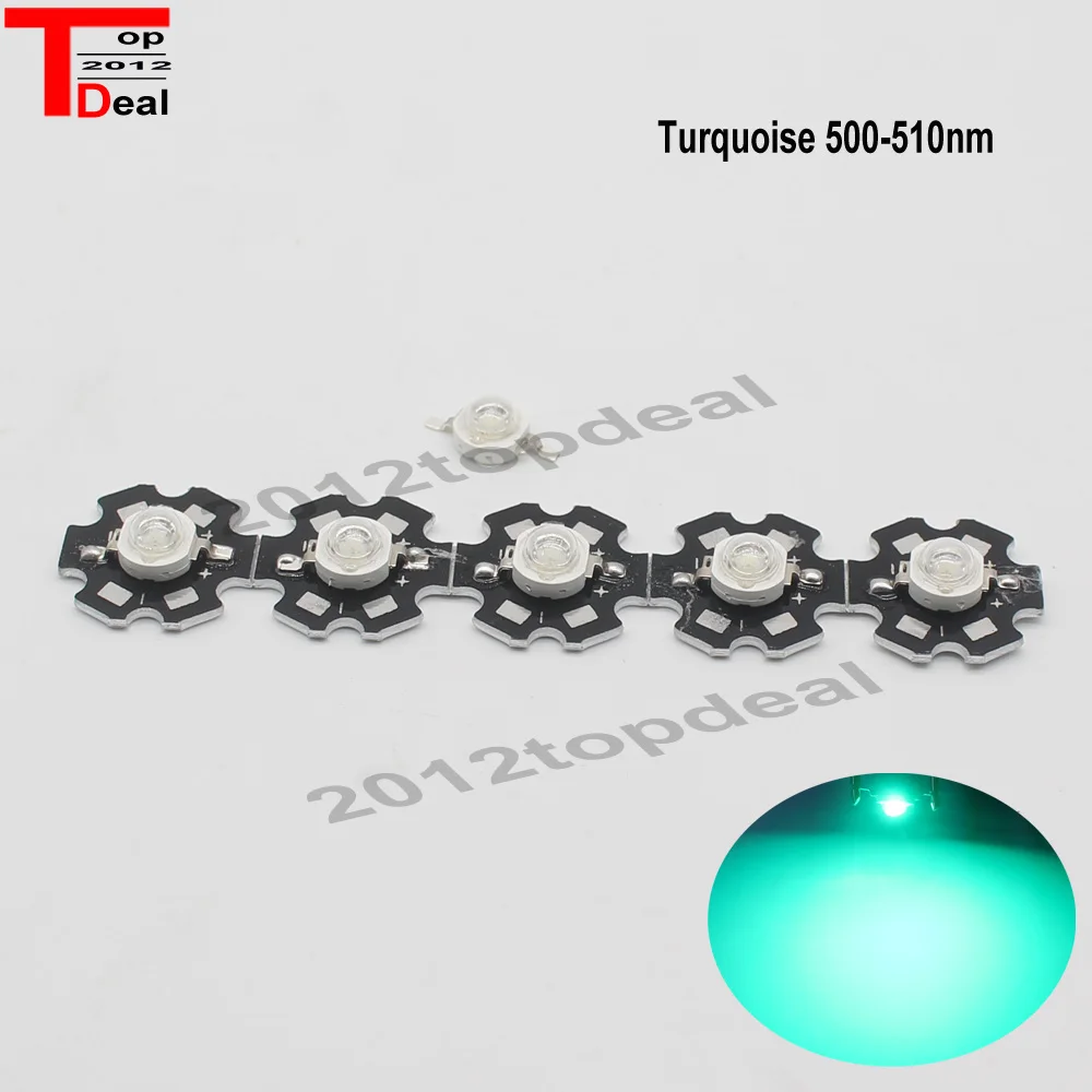5Pcs 5W High Power Turquoise Green 500-510nm SMD LED Chip Light Beads With PCB