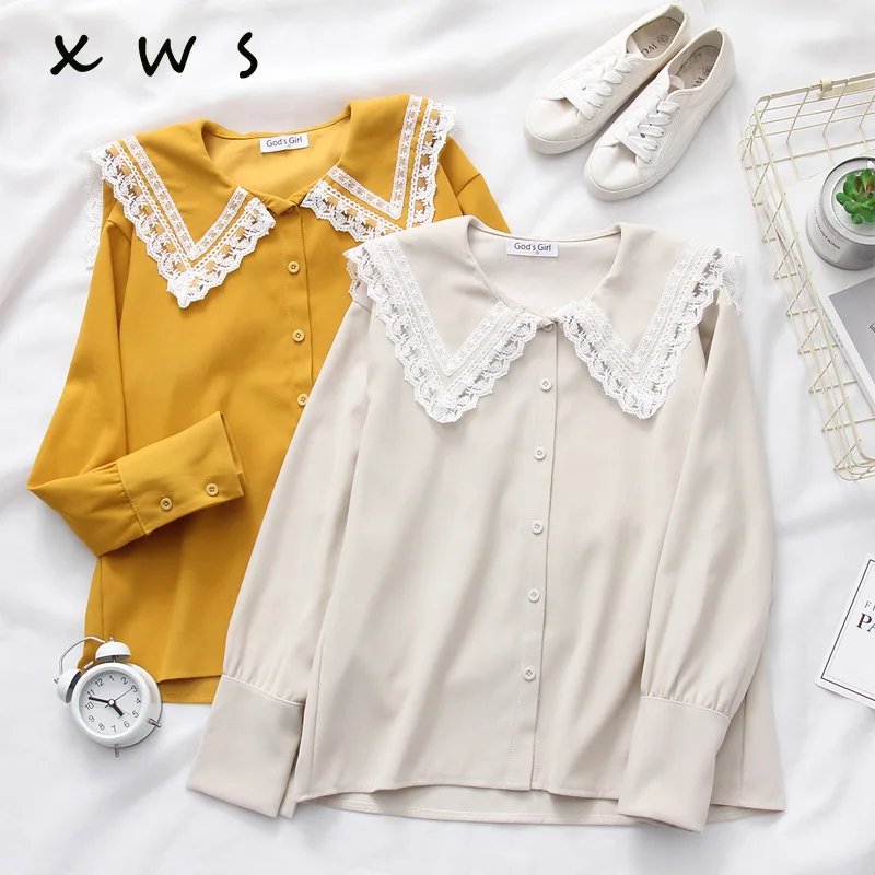 Long Sleeve White Blue Womens lace Shirts Plus Size 2019 New Casual Woman Office Blouse Female Wear High Quality Ladies Tops
Long Sleeve White Blue Womens lace Shirts Plus Size 2019 New Casual Woman Office Blouse Female Wear High Quality Ladies Tops