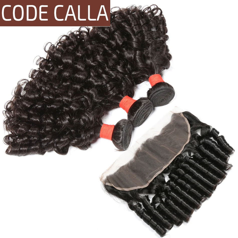 Code Calla 100% Human Hair Weave Bouncy Curly Peruvian Pre-colored Raw Virgin 3 Bundles With 13X4 Lace Frontal Closure For Woman
Code Calla 100% Human Hair Weave Bouncy Curly Peruvian Pre-colored Raw Virgin 3 Bundles With 13X4 Lace Frontal Closure For Woman
