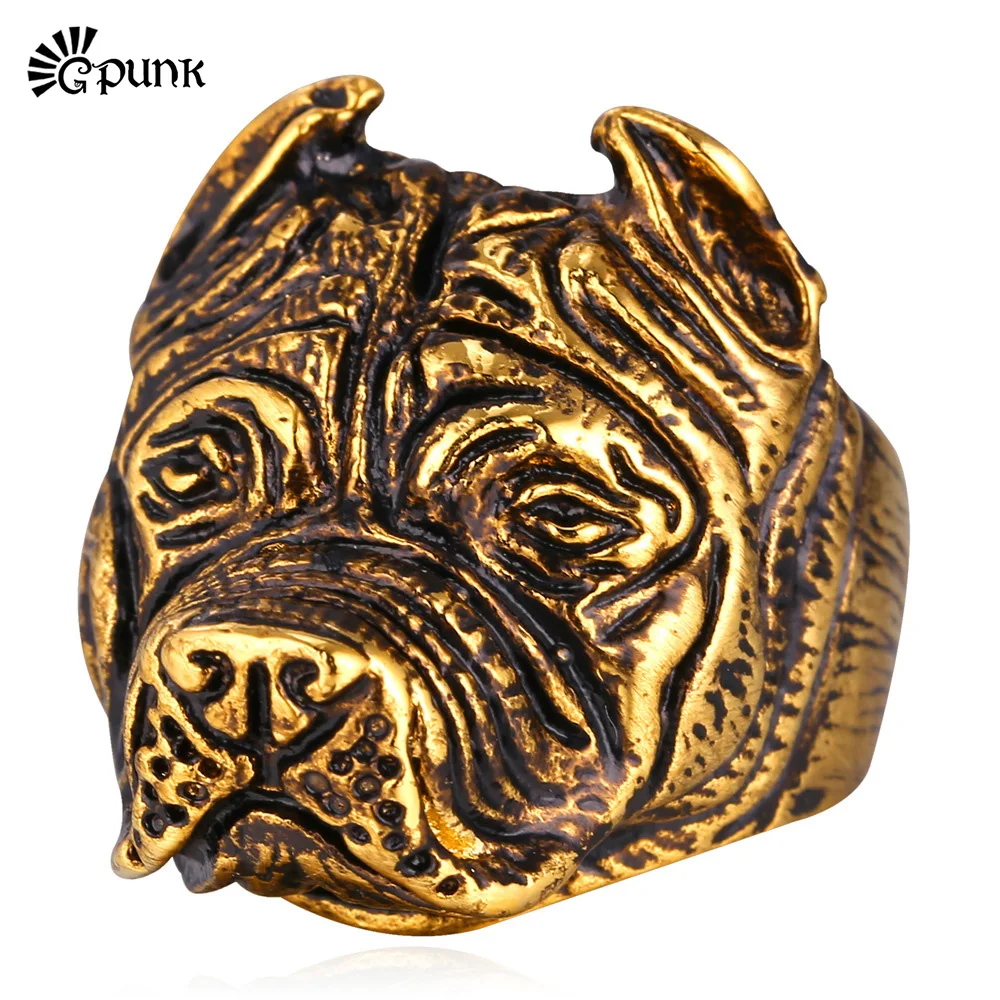 G Punk Rock French Bulldog Punk Ring Men Trendy Fashion Jewelry Wholesale Gold color Stainless Steel Ring For Men R1615G
G Punk Rock French Bulldog Punk Ring Men Trendy Fashion Jewelry Wholesale Gold color Stainless Steel Ring For Men R1615G