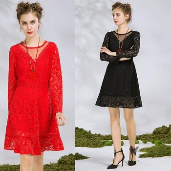 New2018Spring female elegant Lace Dress Hollow out long Sleeve ruffled A-line Dress cultivated Casual vestido plus size M-XXXXXL
New2018Spring female elegant Lace Dress Hollow out long Sleeve ruffled A-line Dress cultivated Casual vestido plus size M-XXXXXL