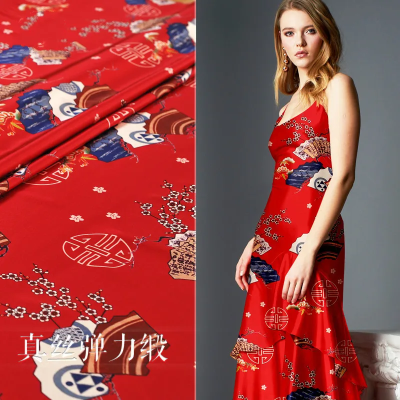 Silk stretch satin fabric 135cm wide 19mm fan peach digital printing silk stretch satin wide silk fabric dress dress
Silk stretch satin fabric 135cm wide 19mm fan peach digital printing silk stretch satin wide silk fabric dress dress