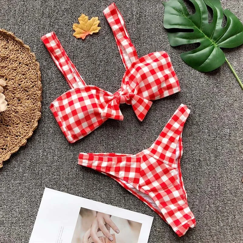 Women Sexy Plaid Printed Bikini Set Push-Up Bow Swimwears Swimsuit Beachwear Sexy Women's Swimsuits Bather Swimwear Biquini
Women Sexy Plaid Printed Bikini Set Push-Up Bow Swimwears Swimsuit Beachwear Sexy Women's Swimsuits Bather Swimwear Biquini