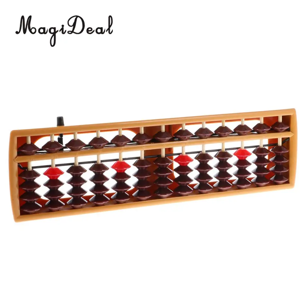 MagiDeal 13Rods Plastic Beads Abacus Soroban Calculating Tool Educational Math Toy for School Teacher Student Office Use 6Colors