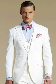 New Style Groom Tuxedo Ivory Groomsmen Peak Lapel Wedding/Dinner Suits Best Man Bridegroom (Jacket+Pants+Tie+Vest) B234
New Style Groom Tuxedo Ivory Groomsmen Peak Lapel Wedding/Dinner Suits Best Man Bridegroom (Jacket+Pants+Tie+Vest) B234