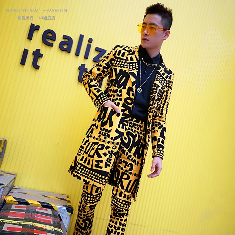 Nightclub Stage Singer DJ Clothes Men Long Casual Slim Fit Suits Sets 2PCS (jacket+pant) Male Slim Fit Blazer Yellow Suit Jacket
Nightclub Stage Singer DJ Clothes Men Long Casual Slim Fit Suits Sets 2PCS (jacket+pant) Male Slim Fit Blazer Yellow Suit Jacket