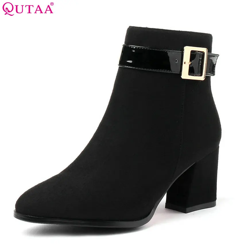 QUTAA 2019 Flock Fashion New Arrive Women Ankle Boots Square High Heel Winter Boots All Match Women Boots Big Size 34-43
QUTAA 2019 Flock Fashion New Arrive Women Ankle Boots Square High Heel Winter Boots All Match Women Boots Big Size 34-43