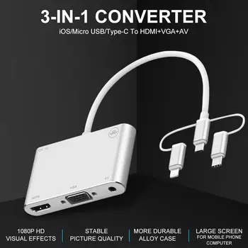 Universal Adapter for IOS iPhone Micro USB Type-c to HDMI VGA AV Converter Full 1080P HD display with Bluetooth Transmission New
Universal Adapter for IOS iPhone Micro USB Type-c to HDMI VGA AV Converter Full 1080P HD display with Bluetooth Transmission New