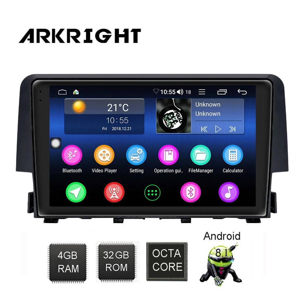 ARKRIGHT 9'' 4+32GB 2 Din Android car Radio/GPS navigation autoradio BT Carplay car multimedia for Honda Civic 2016+
ARKRIGHT 9'' 4+32GB 2 Din Android car Radio/GPS navigation autoradio BT Carplay car multimedia for Honda Civic 2016+