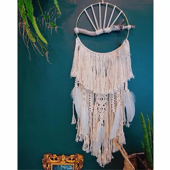 Creative handmade macrame catch dream feather tapestry wall decoration wall hanging for home decor ornament or coffee shop
Creative handmade macrame catch dream feather tapestry wall decoration wall hanging for home decor ornament or coffee shop