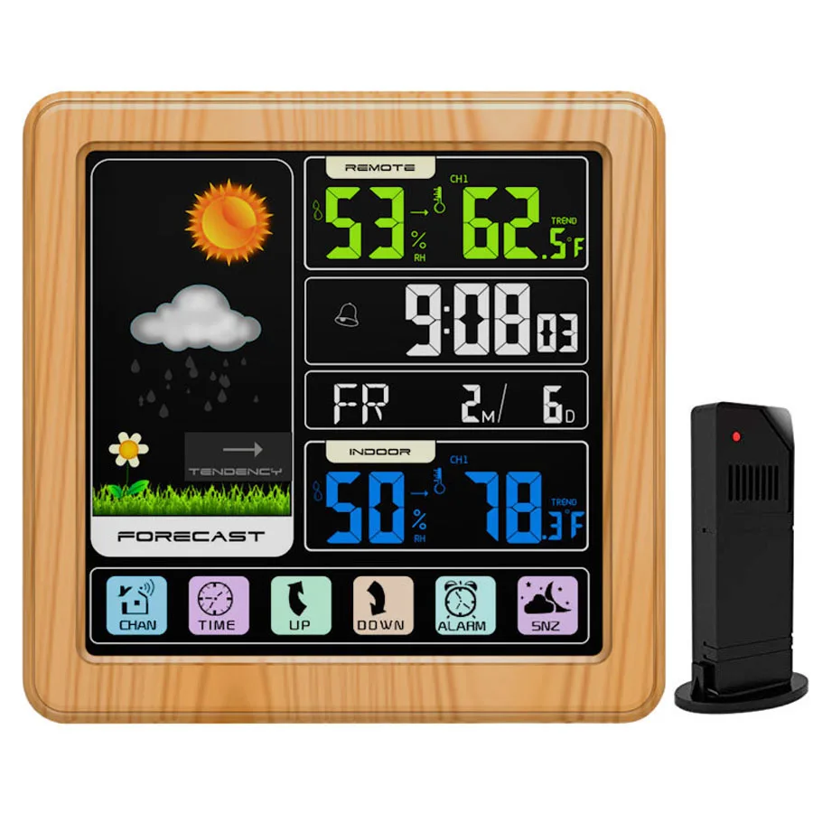 Digital Alarm Clock Weather Forecast Touch LCD Screen Weather Station Wireless Indoor Outdoor Digital Table Clock with USB Port
Digital Alarm Clock Weather Forecast Touch LCD Screen Weather Station Wireless Indoor Outdoor Digital Table Clock with USB Port
