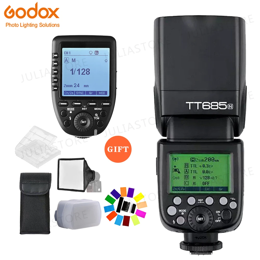 Godox TT685N TTL Camera Flash 2.4GHz High Speed 1/8000s GN60 + Xpro-N TTL Wireless Transmitter for Nikon
Godox TT685N TTL Camera Flash 2.4GHz High Speed 1/8000s GN60 + Xpro-N TTL Wireless Transmitter for Nikon