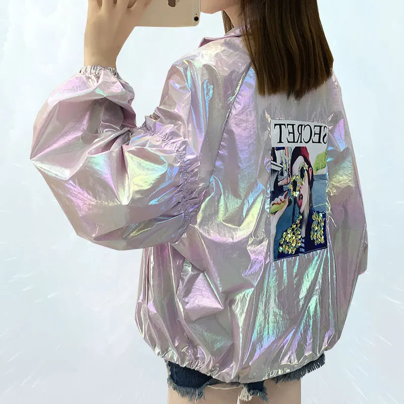 Summer Purple Glossy Sunscreen Jacket 2019 fashion printed bomber jacket Women Short Loose Plus size Basic Beach Outwear SL150
Summer Purple Glossy Sunscreen Jacket 2019 fashion printed bomber jacket Women Short Loose Plus size Basic Beach Outwear SL150