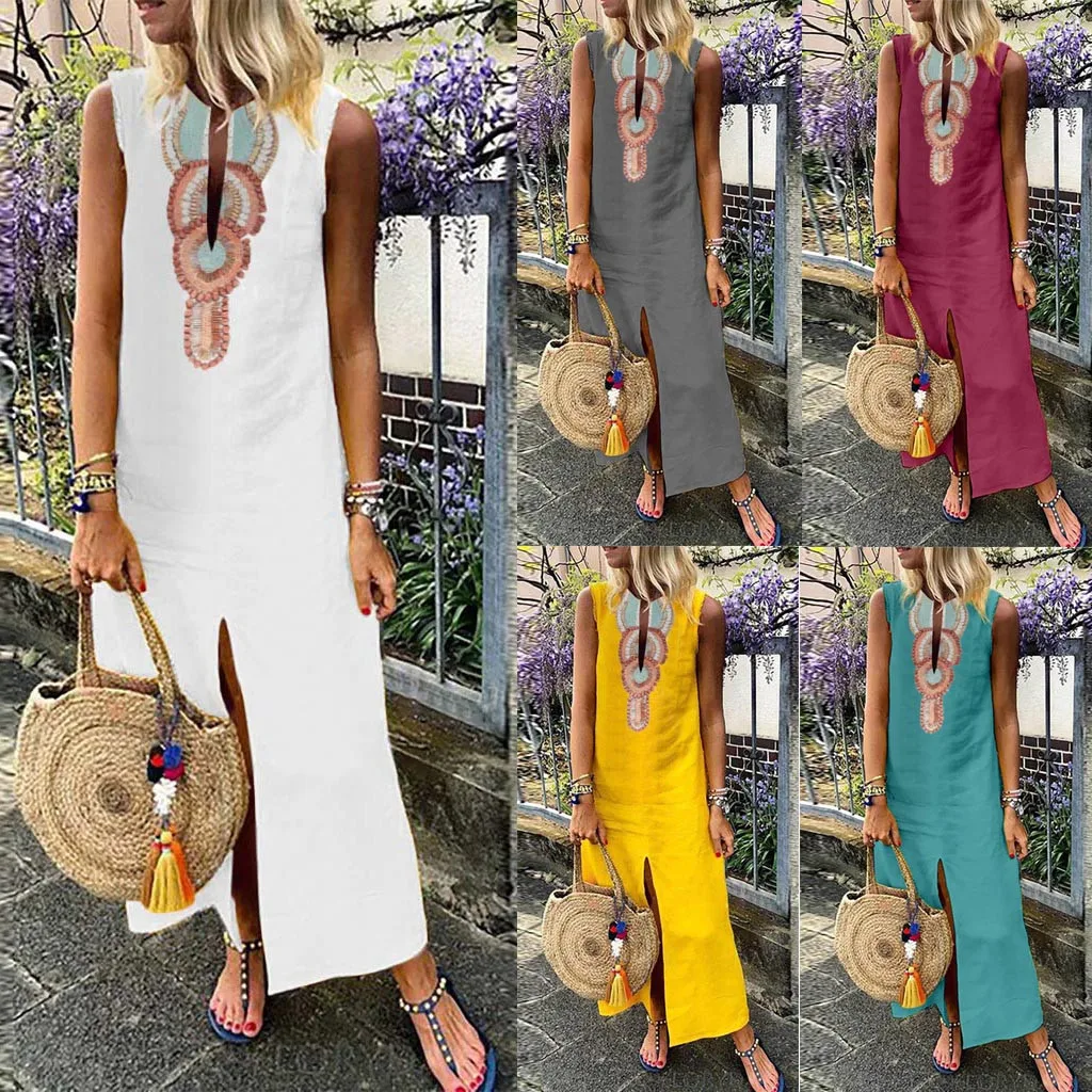2019 New Summer Dress Women’s Printed Sleeveless V-neck Maxi Dress Split Hem Baggy Kaftan Long Dress S-3XL Robe Femme Vestidos
2019 New Summer Dress Women’s Printed Sleeveless V-neck Maxi Dress Split Hem Baggy Kaftan Long Dress S-3XL Robe Femme Vestidos