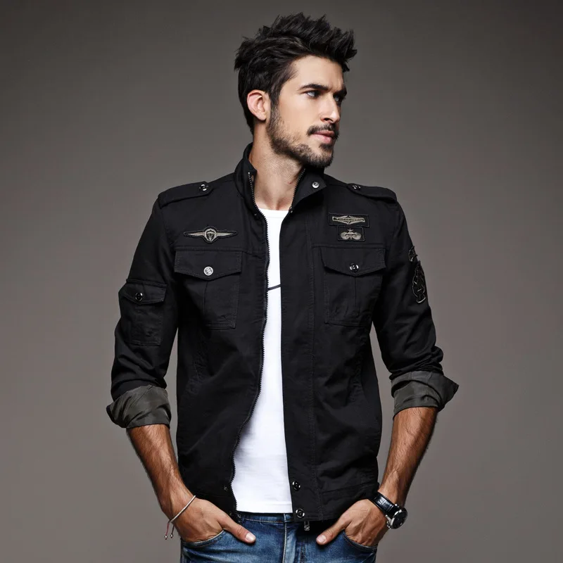Cotton jacket men's spring thin section large size military uniform male air force one | Мужская одежда