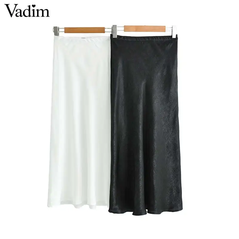 Vadim women elegant solid midi skirt side zipper female casual black white A line female mid calf skirts BA471
Vadim women elegant solid midi skirt side zipper female casual black white A line female mid calf skirts BA471