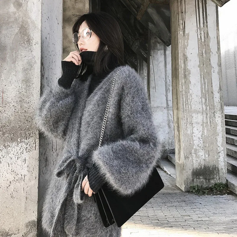 BARESKIY2019 autumn and winter new long plush sweater women's cardigan solid color coat loose thick long sweater sweater women
BARESKIY2019 autumn and winter new long plush sweater women's cardigan solid color coat loose thick long sweater sweater women