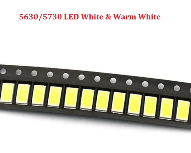 

200pcs 5630 SMD 5730 LED Surface Mount Led White 0.5w Ultra Birght Led Diode Chip Warm White 3200k & 6500k 0.5W-150Ma 3.2~3.4V