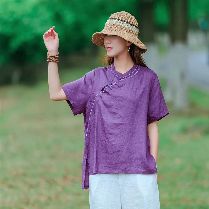 QPFJQD Chinese Style Women Embroidery Shirts Mandarin Collar Female Retro Cotton Linen Blouse Blusa Loose Tunic Tops Irregular
QPFJQD Chinese Style Women Embroidery Shirts Mandarin Collar Female Retro Cotton Linen Blouse Blusa Loose Tunic Tops Irregular
