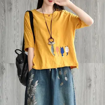2019 Plus size womens t shirt tops spring summer Embroidery loose cotton t shirts
2019 Plus size womens t shirt tops spring summer Embroidery loose cotton t shirts