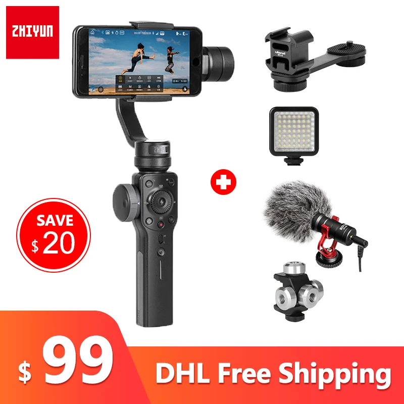 ZHIYUN Smooth 4 3 Axis Smartphone Handheld gimbal stabilizer steadicam for iphone 6 X Action camera Huawei P20 Pro Gopro4 SJCAM
ZHIYUN Smooth 4 3 Axis Smartphone Handheld gimbal stabilizer steadicam for iphone 6 X Action camera Huawei P20 Pro Gopro4 SJCAM
