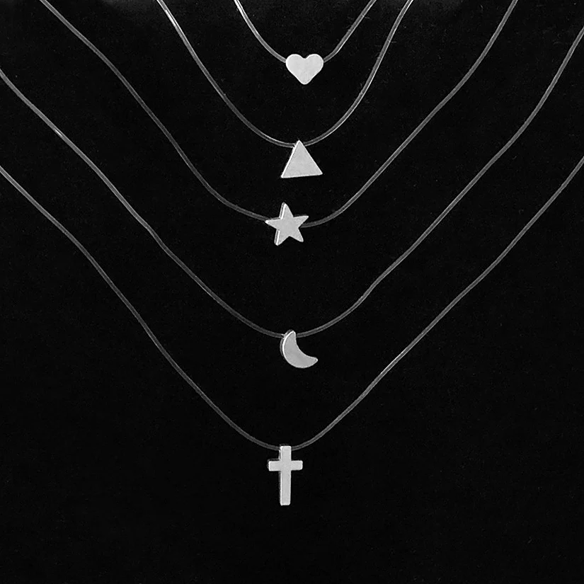 Collares Minimalista Transparent Invisible Chains Necklaces Women Silver Heart Star Cross Moon Choker Necklace Collier Femme
Collares Minimalista Transparent Invisible Chains Necklaces Women Silver Heart Star Cross Moon Choker Necklace Collier Femme