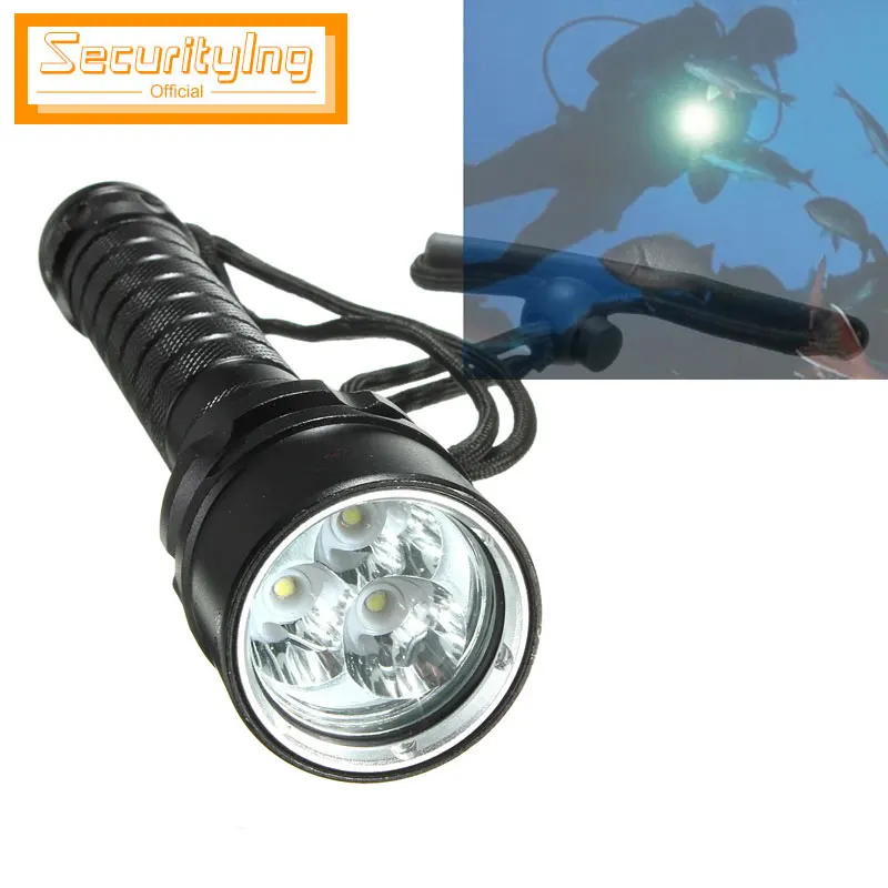 

SecurityIng Diving Flashlight Torch 8000Lm 3x XM-L2 T6 LED Scuba Diving Swimming Flashlight Torch Light Lamp 18650 for Fishing
