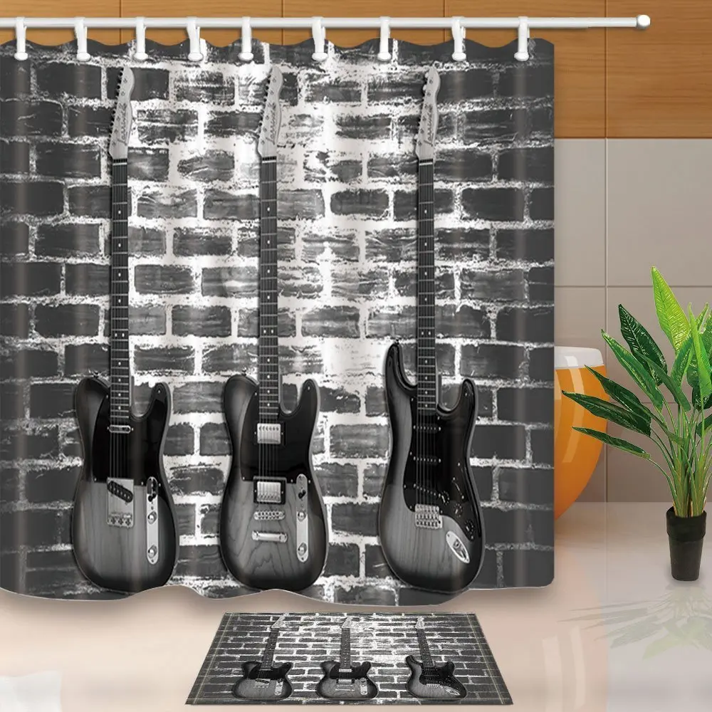 Music Decor Vintage Guitar on Brick Wall Waterproof Polyester Fabric Shower Curtain Set With Non-Slip Floor Doormat Bath Rugs
Music Decor Vintage Guitar on Brick Wall Waterproof Polyester Fabric Shower Curtain Set With Non-Slip Floor Doormat Bath Rugs