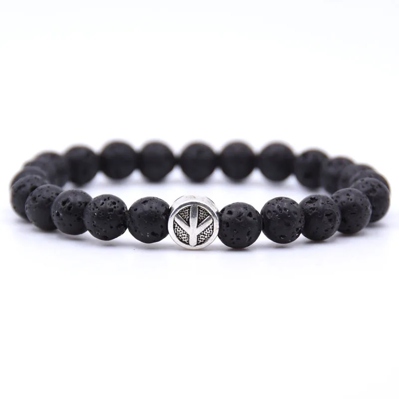 Peace Symbol Volcanic Stone Strand Bracelets Women Nature Lava Stones Bead Beaded Bracelet Fashion Semi-precious Jewelry Braslet
Peace Symbol Volcanic Stone Strand Bracelets Women Nature Lava Stones Bead Beaded Bracelet Fashion Semi-precious Jewelry Braslet