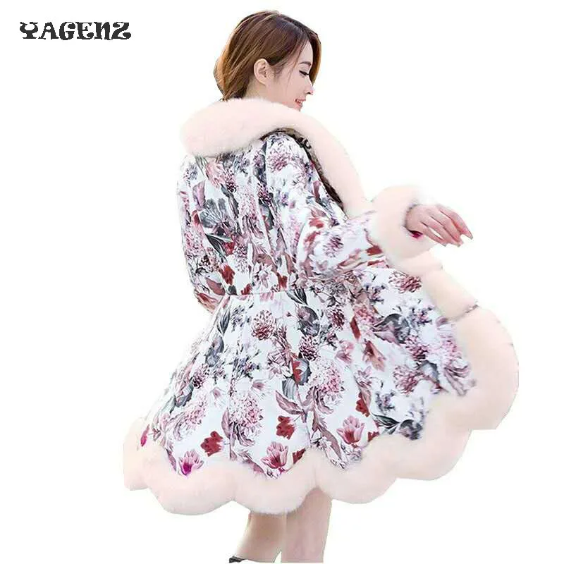 Image 2017 Women s Winter Jacket Faux Fur Coat Female Thick Warm Fur Long Print Faux Fox Fur Coats And Jackets Women Warm Outwear