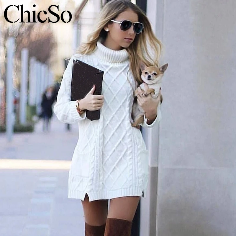 MissyChilli Long turtleneck white knitted sweater Women autumn winter casual christmas sweater Female streetwear pullover jumper
MissyChilli Long turtleneck white knitted sweater Women autumn winter casual christmas sweater Female streetwear pullover jumper