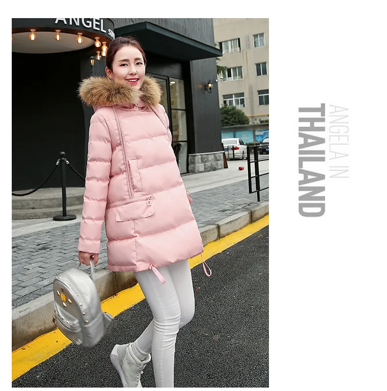 Woman Jacket Winter Parka Pink Coats Padded Long Winter Coat Women Hooded Long Jackets 2018 Korean Ladies Clothing LZ985 (8)